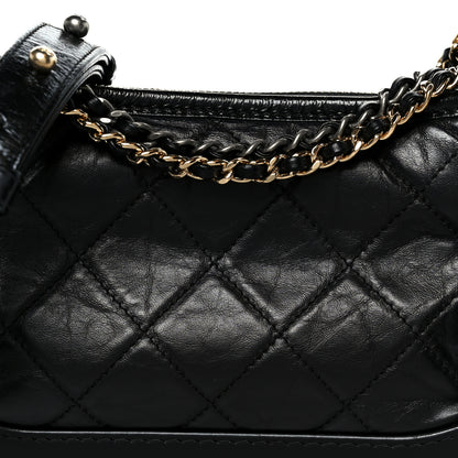Chanel Aged Calfskin Quilted Small Gabrielle Hobo Black 8 of 10
