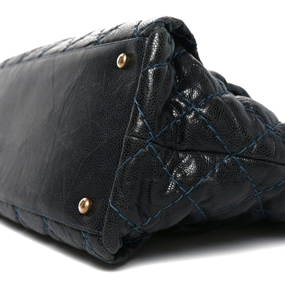 Chanel Glazed Caviar Coco Pleats Totes Navy 10 of 10