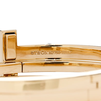 Tiffany 18K Yellow Gold Diamond Wide T T1 Hinged Wrap Bangle Bracelet 3 of 4