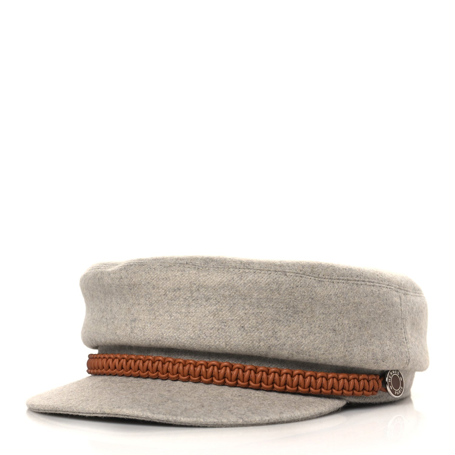 Hermes Cashmere Swift Womens Deauville Cap 56 Gris Flanelle Gold 1 of 8