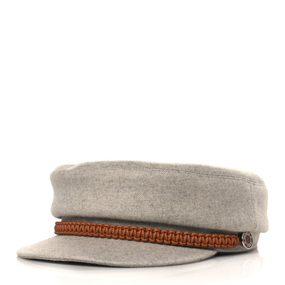 Hermes Cashmere Swift Womens Deauville Cap 56 Gris Flanelle Gold 1 of 8