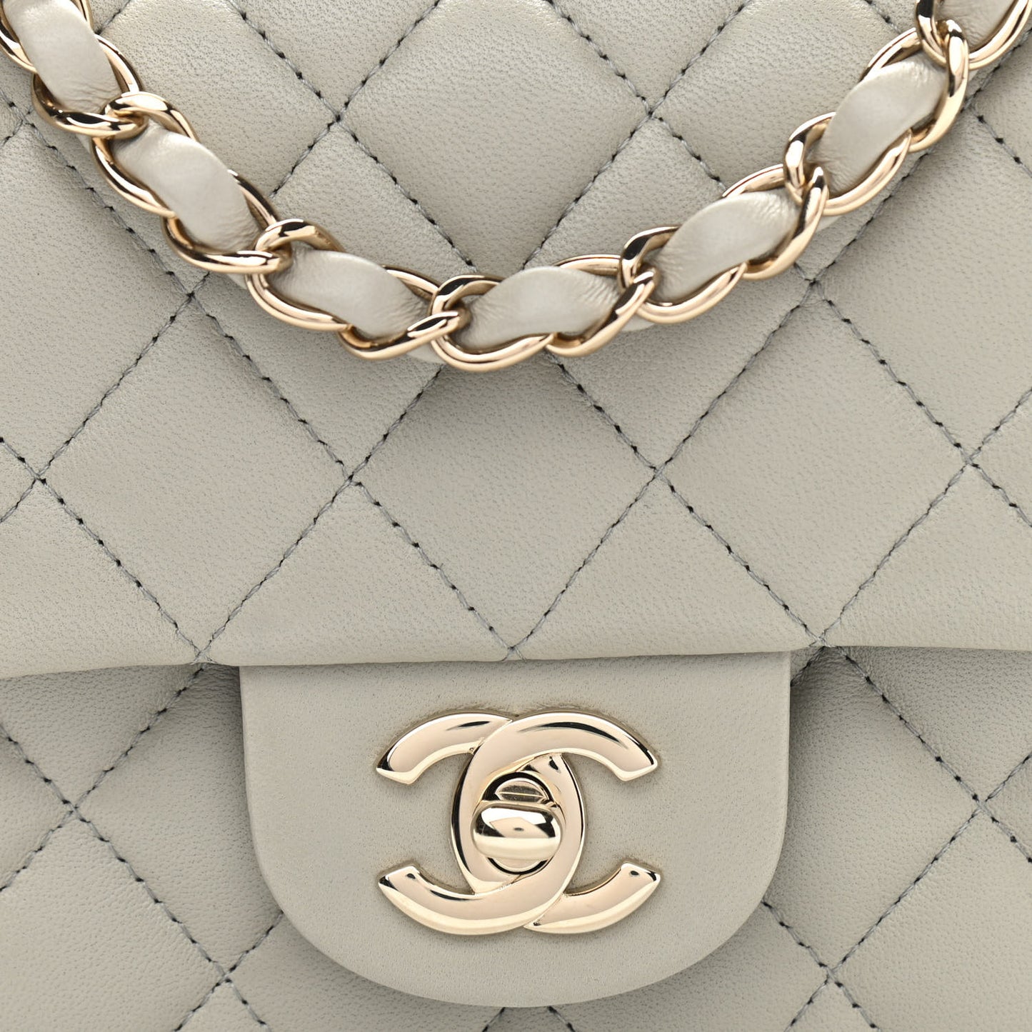 Lambskin Quilted Mini Square Flap Grey