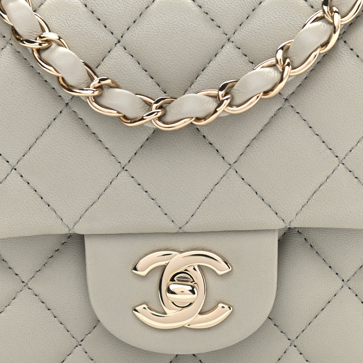 Chanel Lambskin Quilted Mini Square Flap Grey 8 of 11