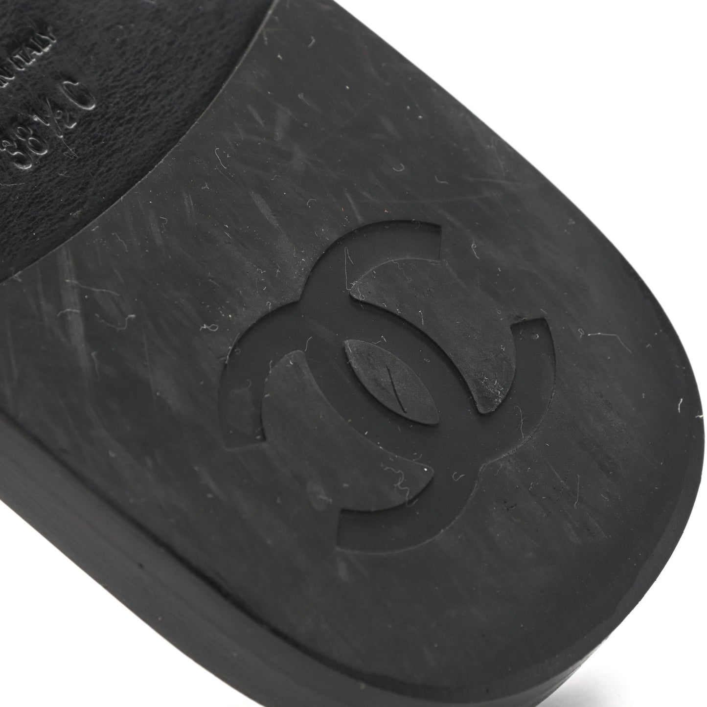 Patent CC Slide Sandals 38.5 Black