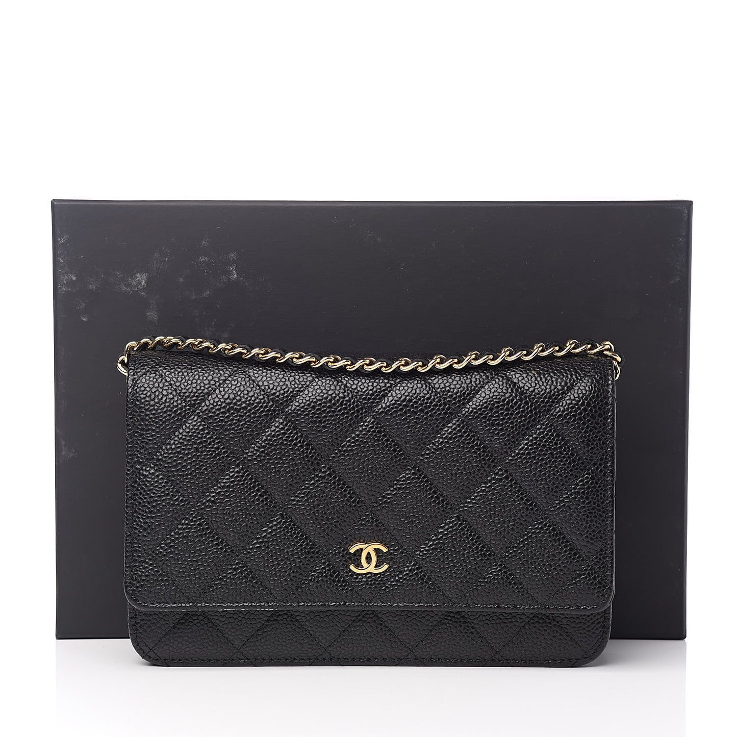 Caviar Quilted Wallet On Chain WOC Black