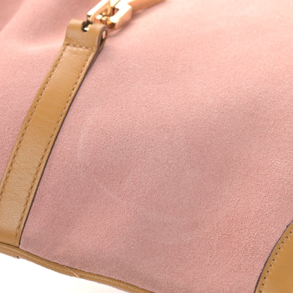Gucci Suede Calfskin Bamboo Handle Jackie O Hobo Pink 10 of 13