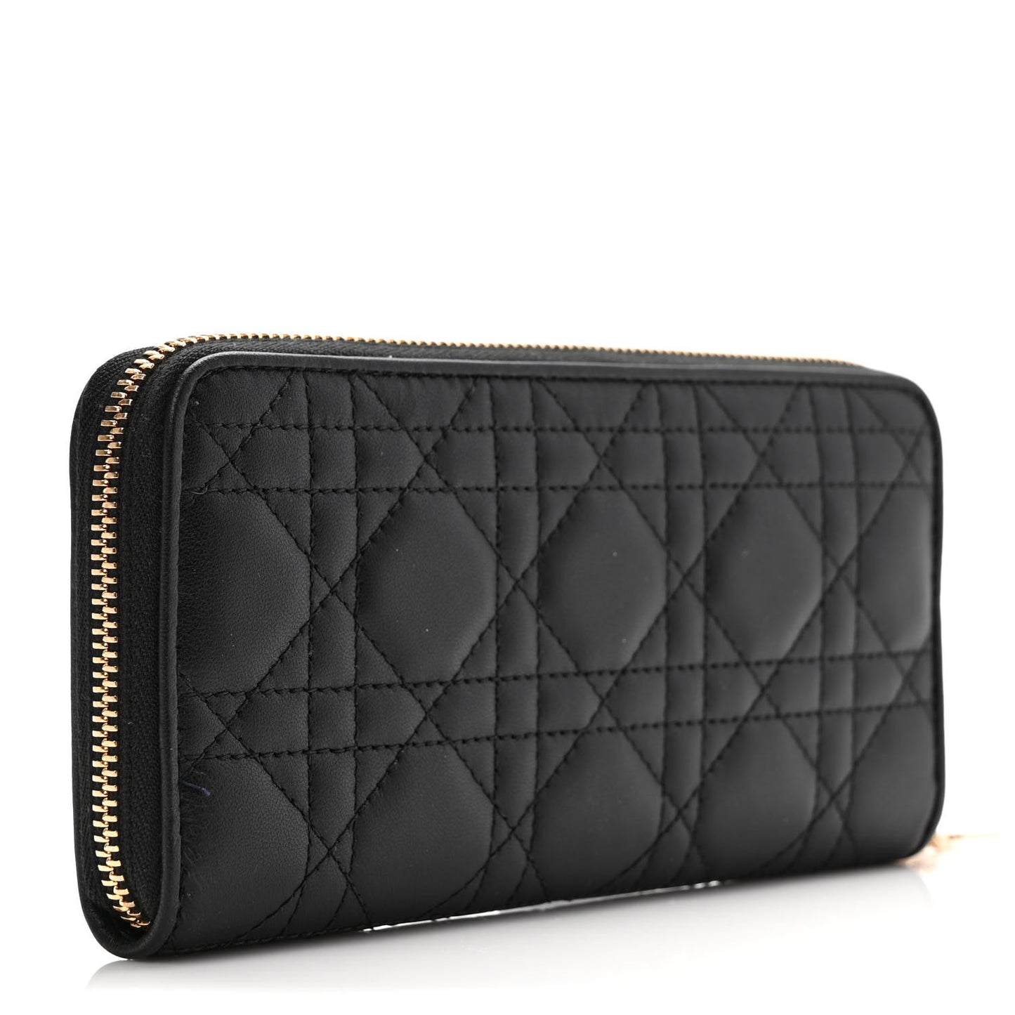 Lambskin Cannage Lady Dior Voyageur Wallet Black
