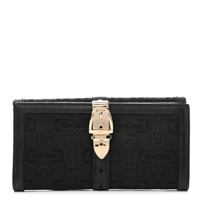 Gucci Horsebit Canvas Buckle Continental Wallet Black 1 of 8