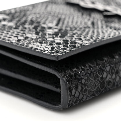 Saint Laurent Calfskin Snakeskin Effect Monogram Chain Wallet Black 8 of 10