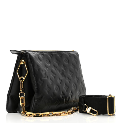 Louis Vuitton Lambskin Embossed Monogram Coussin PM Black 3 of 10