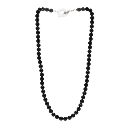Tiffany Sterling Silver Black Onyx Bead Toggle Necklace 3 of 4