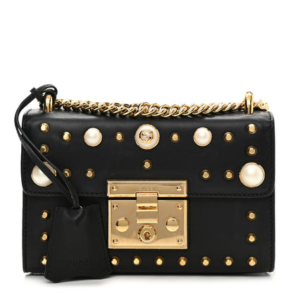 Gucci Calfskin Studded Small Padlock Shoulder Bag Black 1 of 11