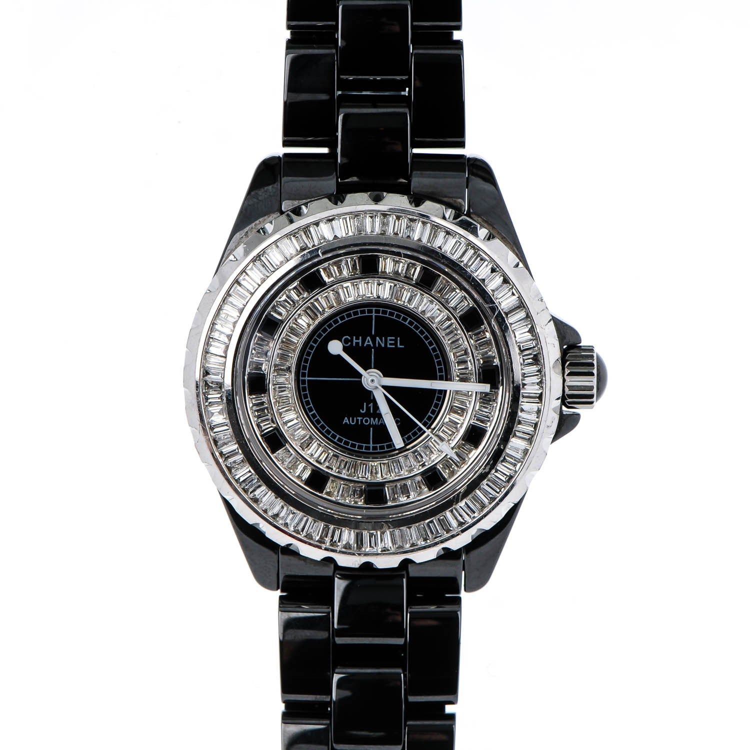 Chanel Stainless Steel Ceramic Diamond Pave Bezel 38mm J12 Haute Joaillerie Chromatic Automatic Watch Black 1 of 6