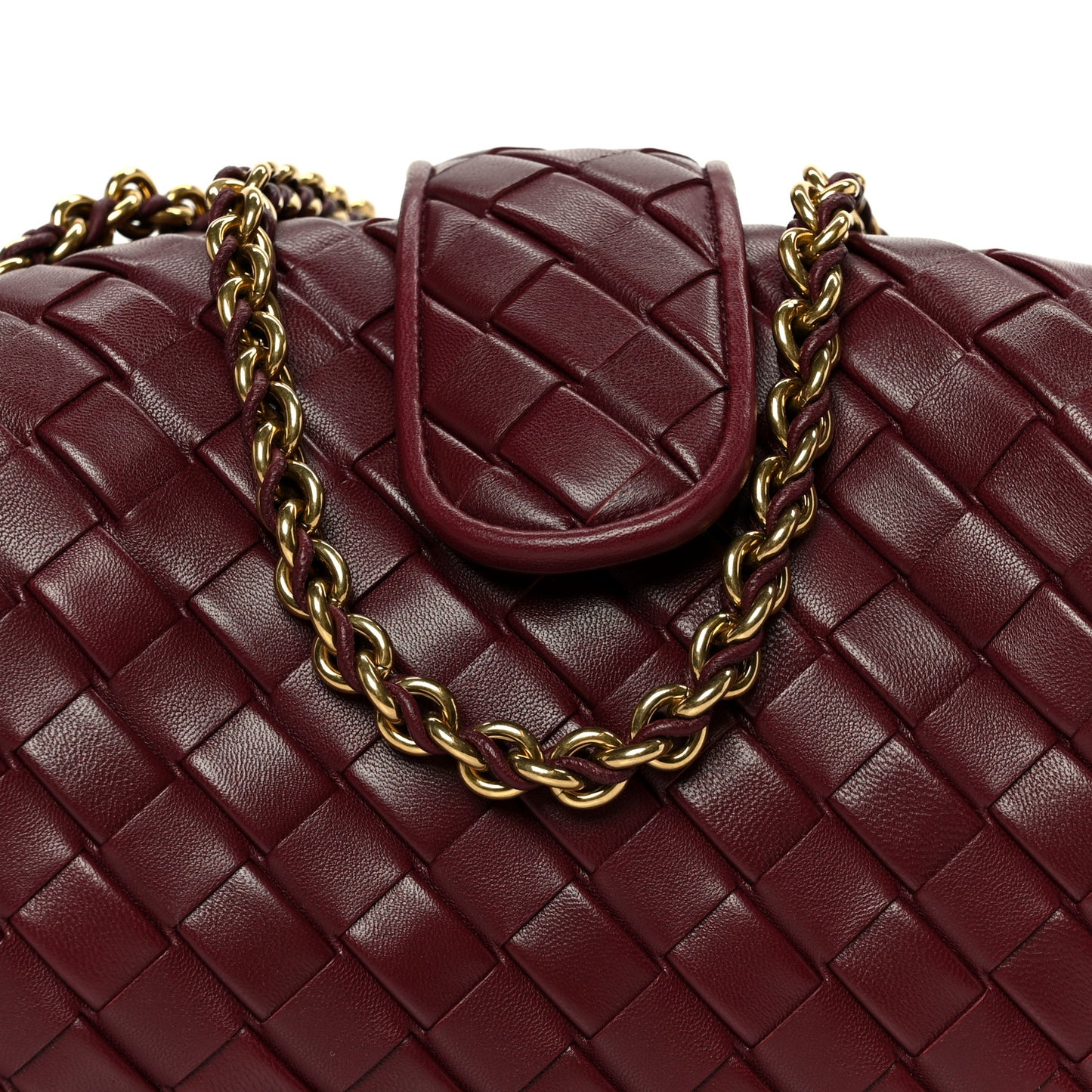 Nappa Intrecciato Small The Lauren 1980 Clutch With Chain Barolo