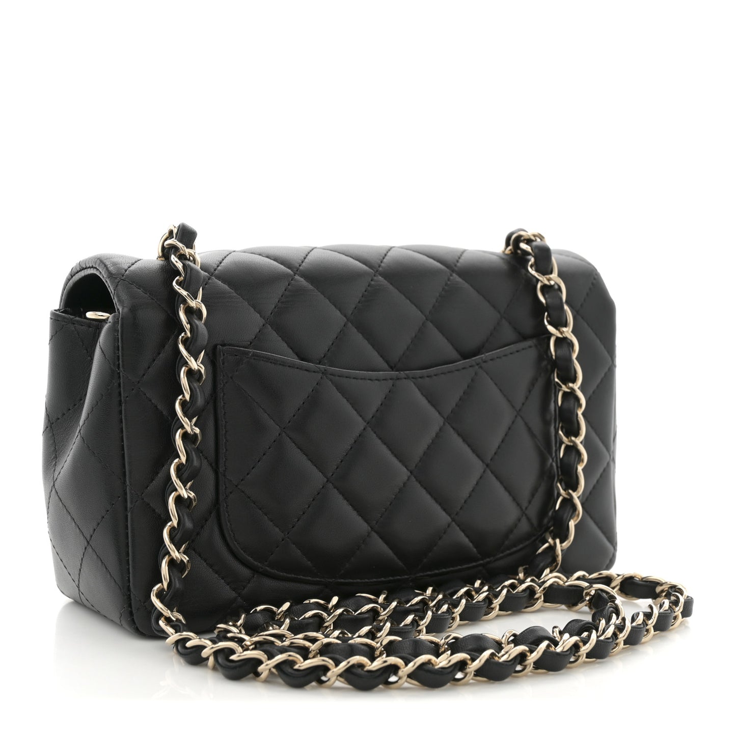 Lambskin Quilted Mini Rectangular Flap Black