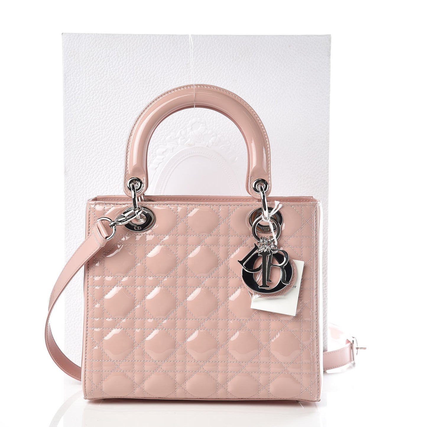 Patent Cannage Medium Lady Dior Rose Clair
