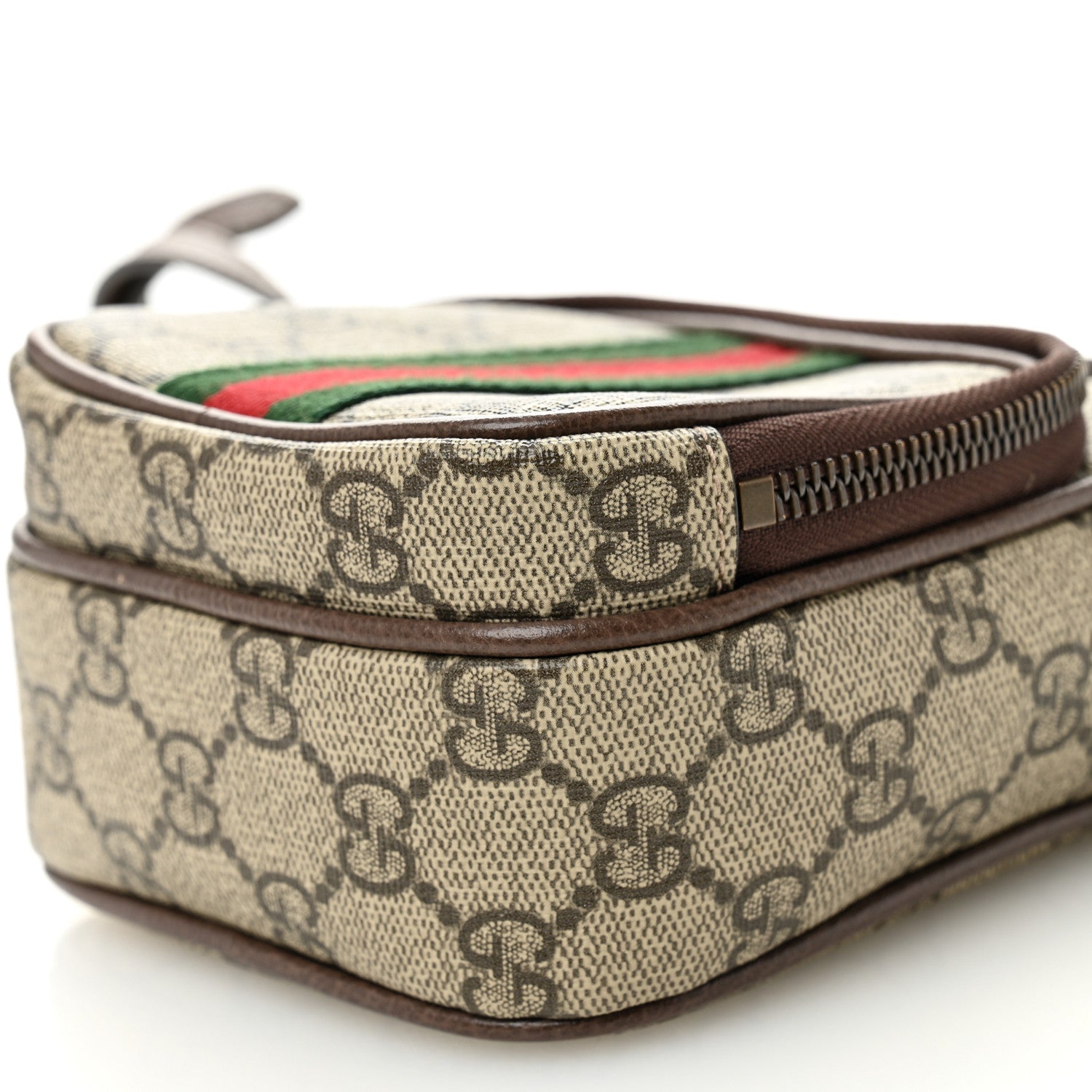 Gucci GG Supreme Monogram Web Mini Ophidia Double Zip Messenger Bag Beige New Acero 11 of 13