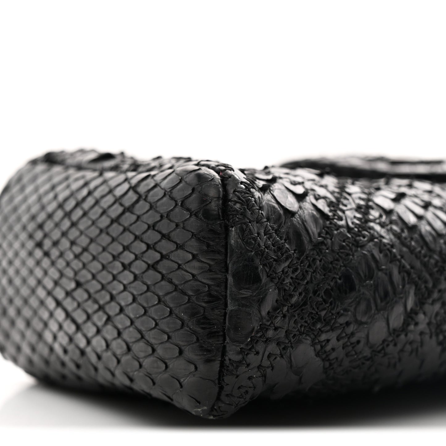 Snakeskin Quilted Phone Holder Clutch Black