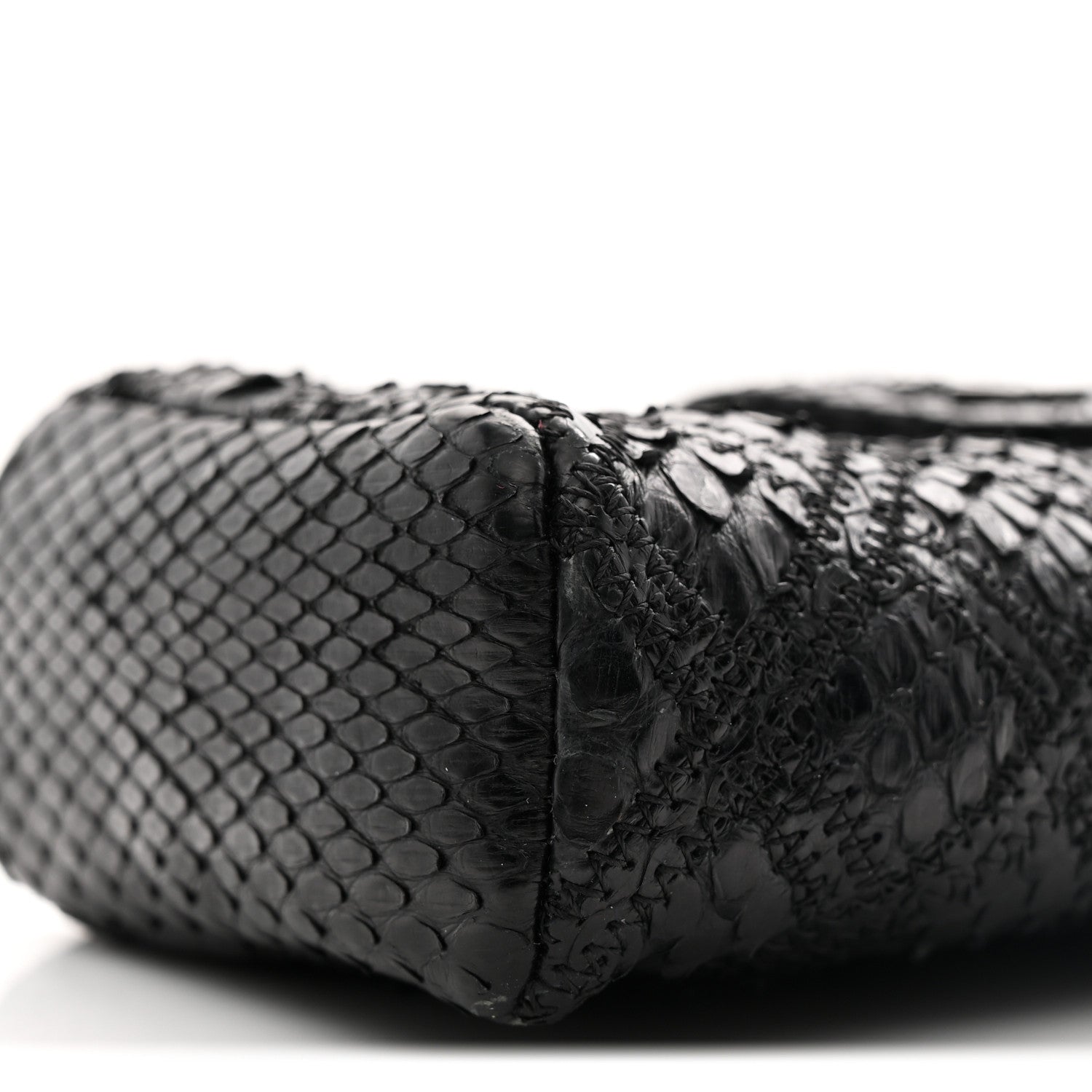 Chanel Snakeskin Quilted Phone Holder Clutch Black 9 of 13
