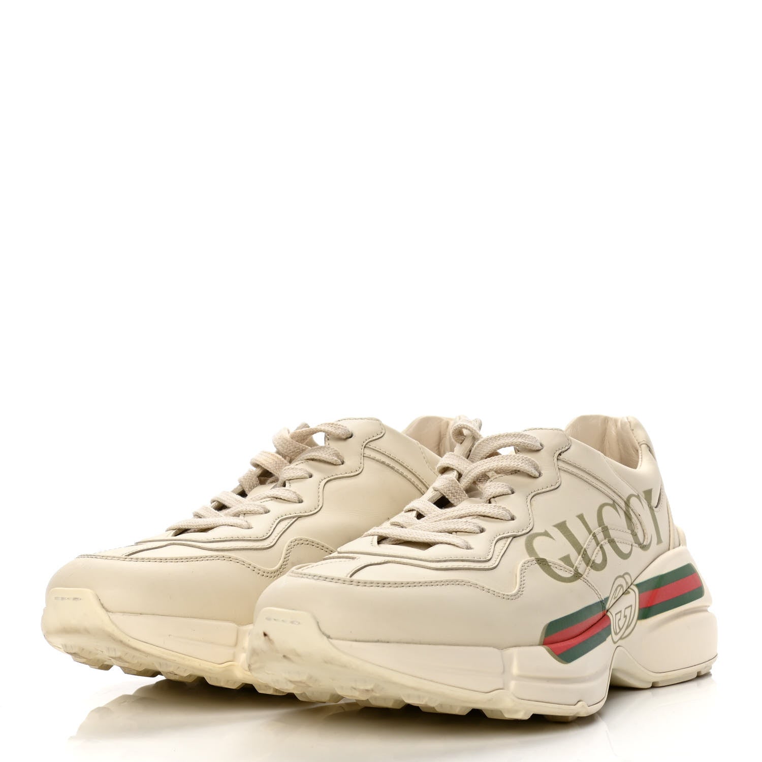 Gucci Calfskin Logo Womens Rhyton Sneakers 39 Ivory 5 of 20