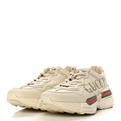 Gucci Calfskin Logo Womens Rhyton Sneakers 39 Ivory 5 of 20