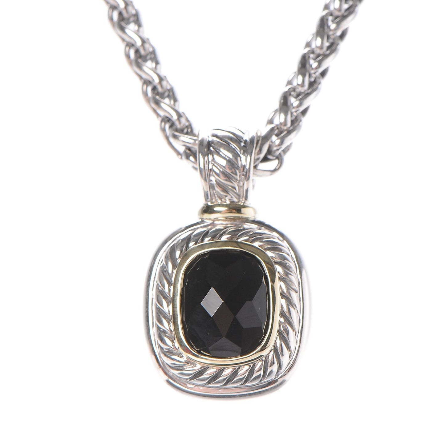 Sterling Silver 14K Yellow Gold Black Onyx Albion Pendant Necklace