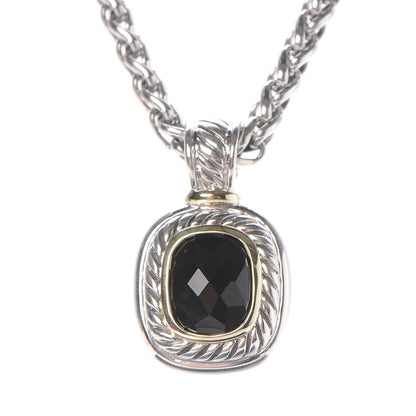 David Yurman Sterling Silver 14K Yellow Gold Black Onyx Albion Pendant Necklace 4 of 11
