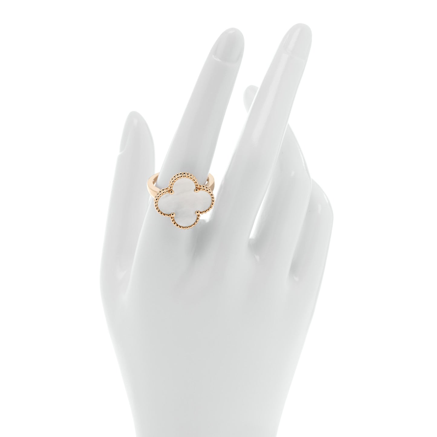 18K Yellow Gold Mother of Pearl Magic Alhambra Ring 58 8.25
