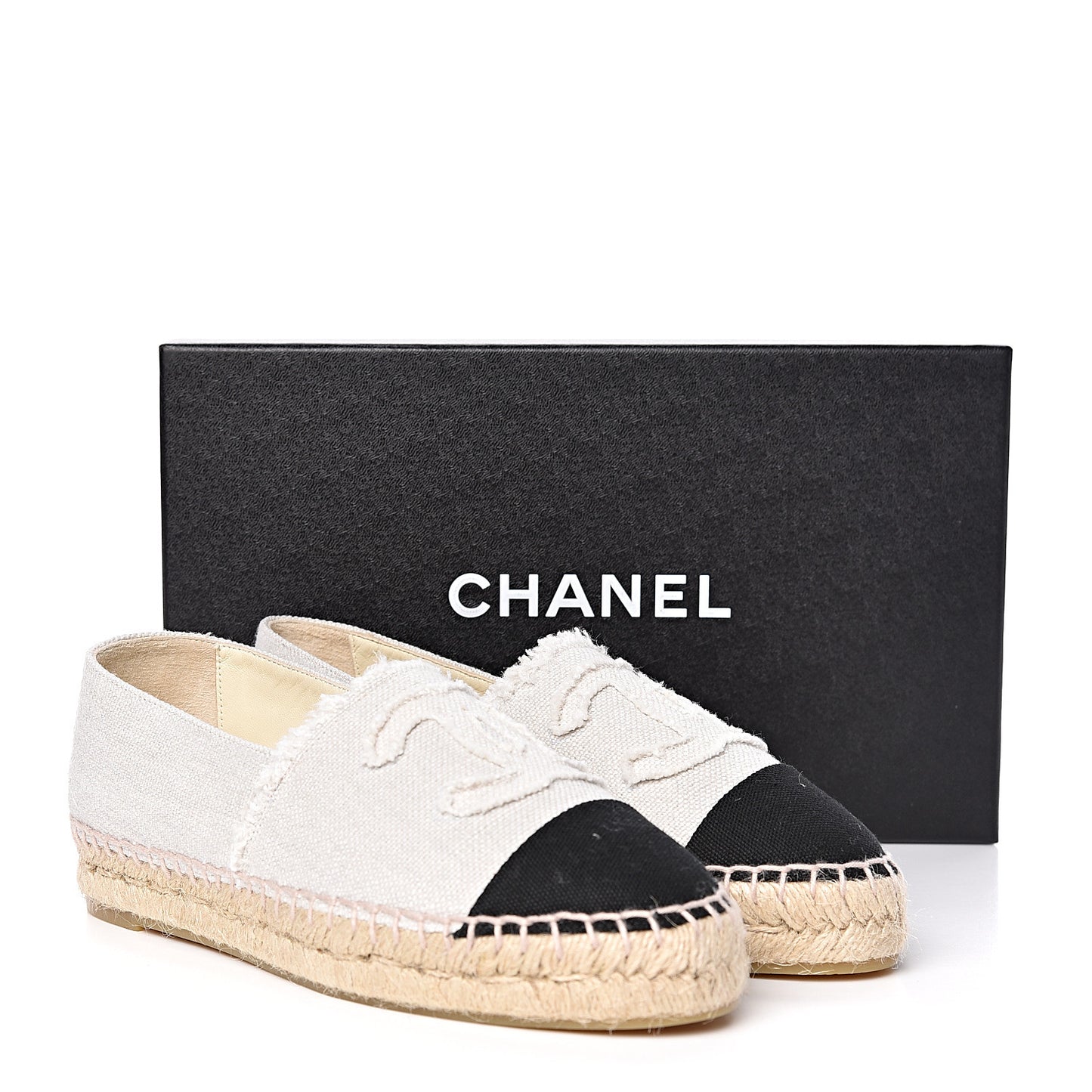 Linen CC Espadrilles 37 Beige Black