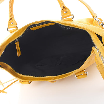 Balenciaga Chevre Silver Metallic Edge Hardware City Jaune Epi 6 of 13