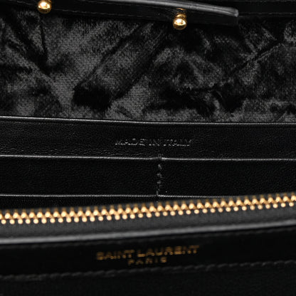 Saint Laurent Textured Velour Monogram Chain Wallet Black 7 of 13