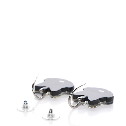 Chanel Resin Emoji Robot Cat Dangle Earrings Black Iridescent Grey 3 of 5