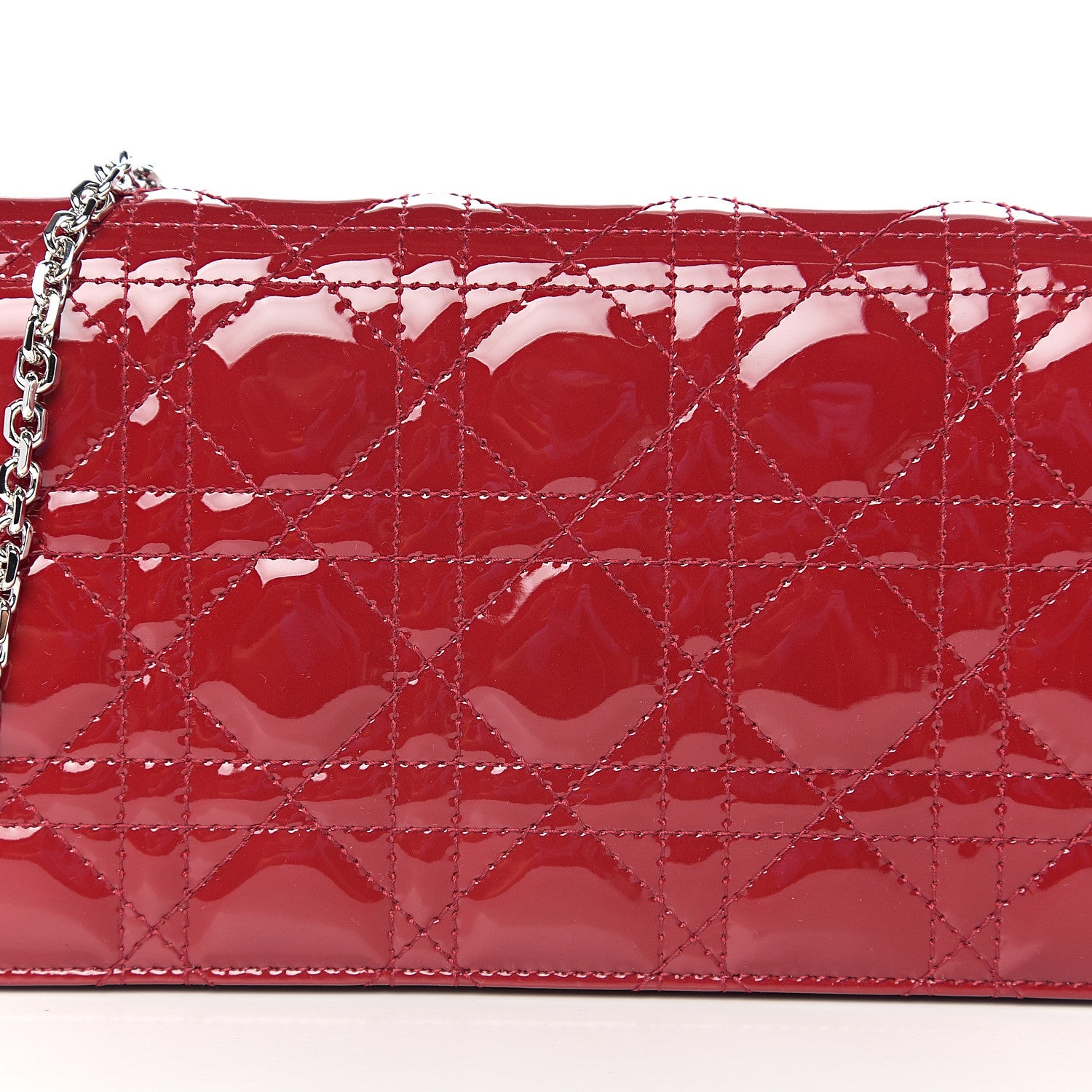 Christian Dior Patent Cannage Lady Dior Clutch Red 9 of 10