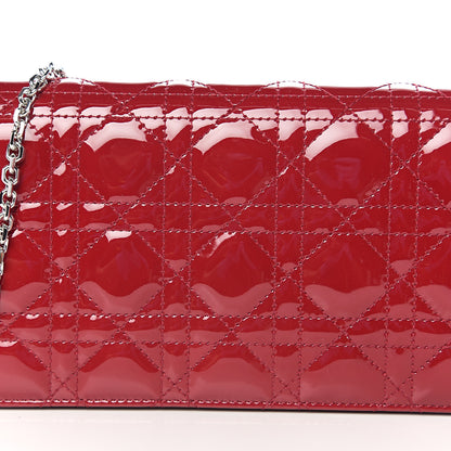 Christian Dior Patent Cannage Lady Dior Clutch Red 9 of 10