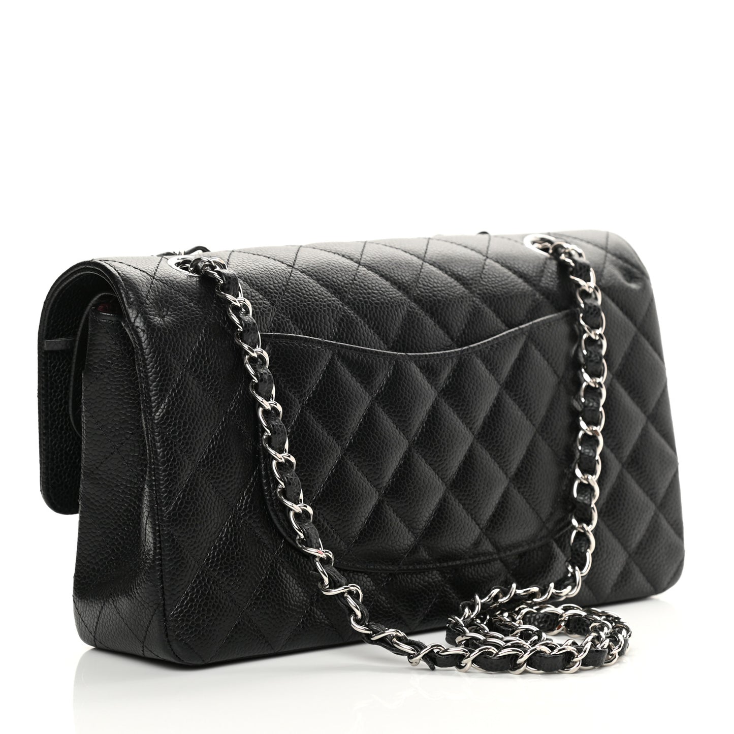 Caviar Quilted Medium Double Flap Black