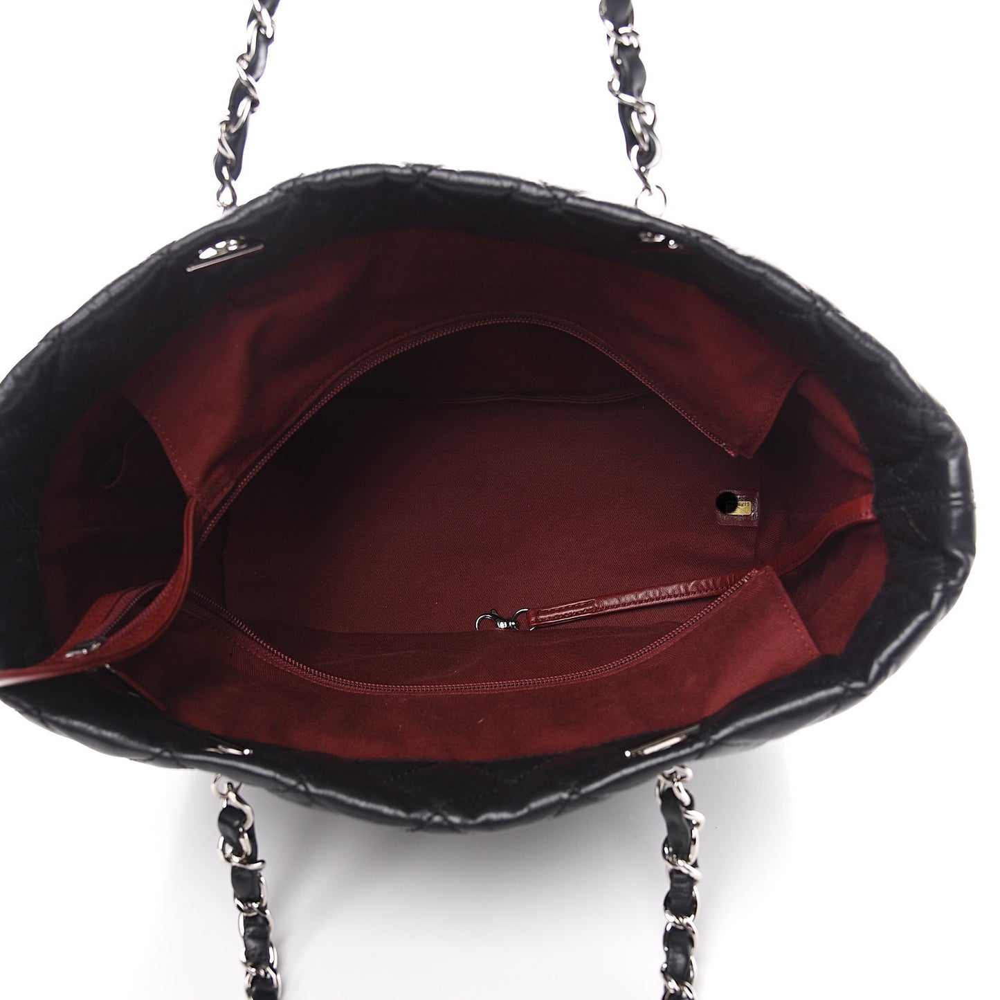 Aged Calfskin Quilted Large Cotton Club Tote Black