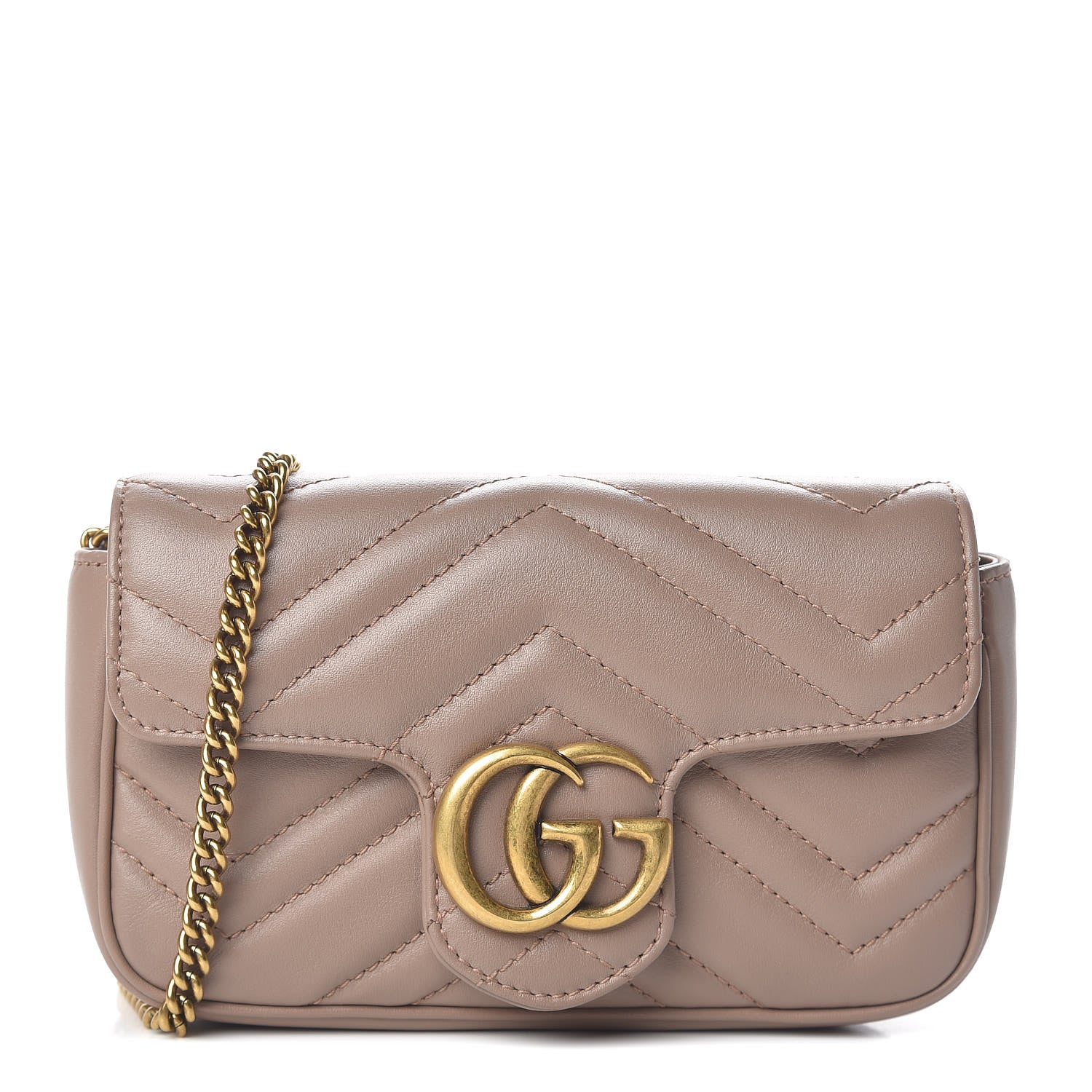 Gucci Calfskin Matelasse Super Mini GG Marmont Shoulder Bag Porcelain Rose 1 of 10