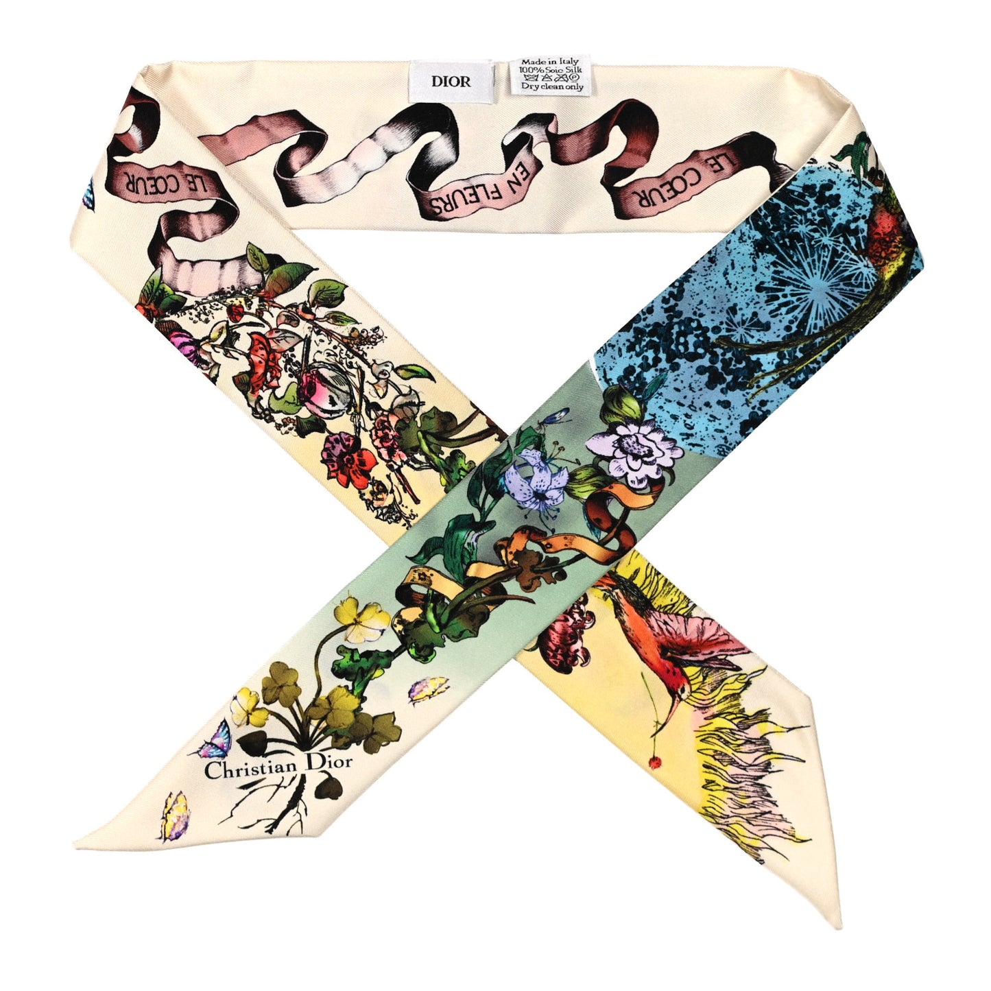 Silk Coeur En Fleur Mitzah Scarf White