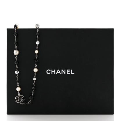 Chanel Pearl Bead Enamel CC Baroque Long Necklace Black Gold 6 of 6