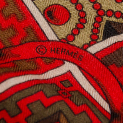 Hermes Cashmere Silk Colliers de Chiens Shawl 140 Black Rouge Kaki 9 of 9