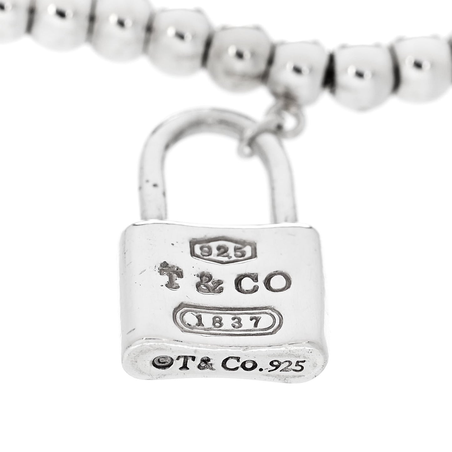 Sterling Silver 1837 Lock Charm Bead Bracelet
