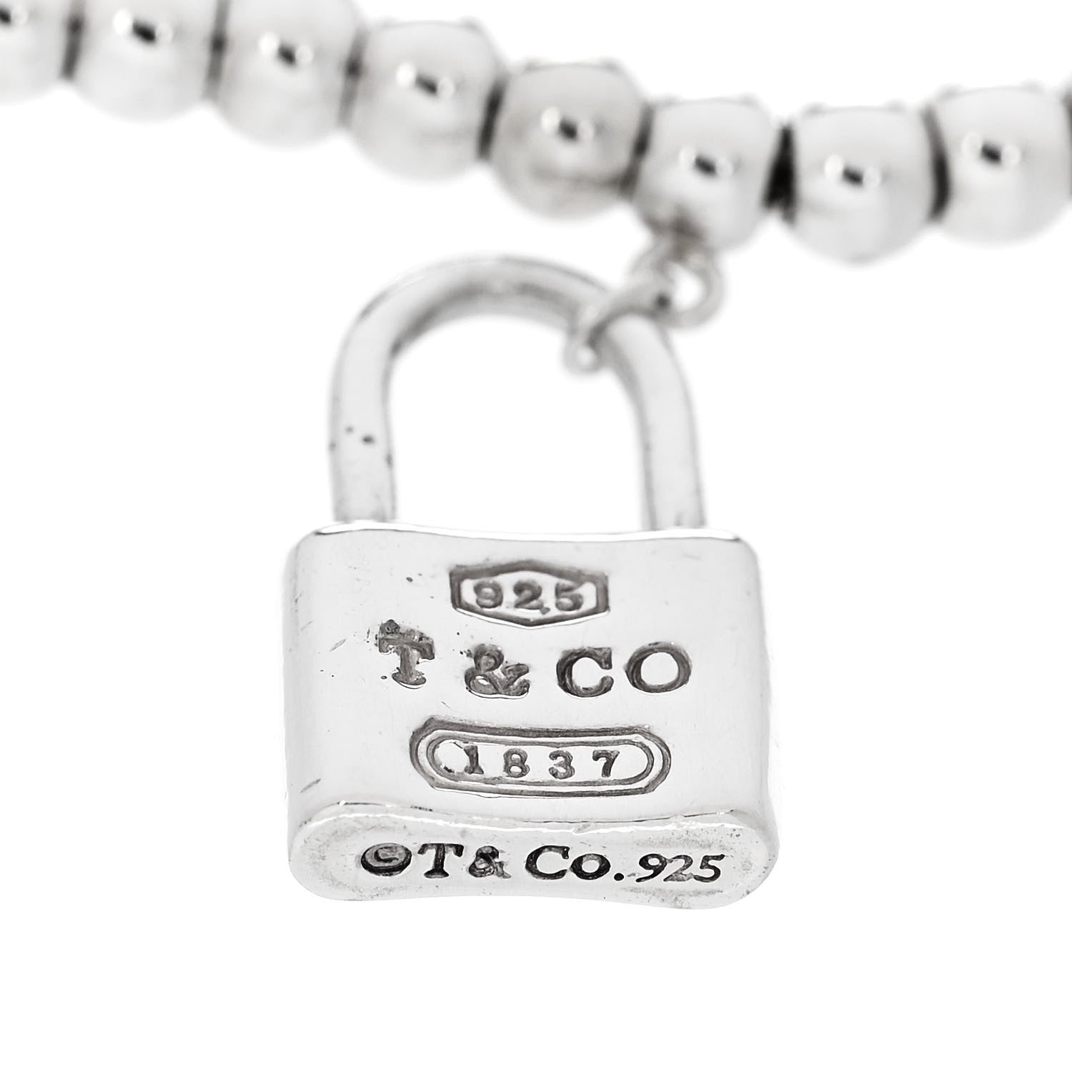 Tiffany Sterling Silver 1837 Lock Charm Bead Bracelet 3 of 3