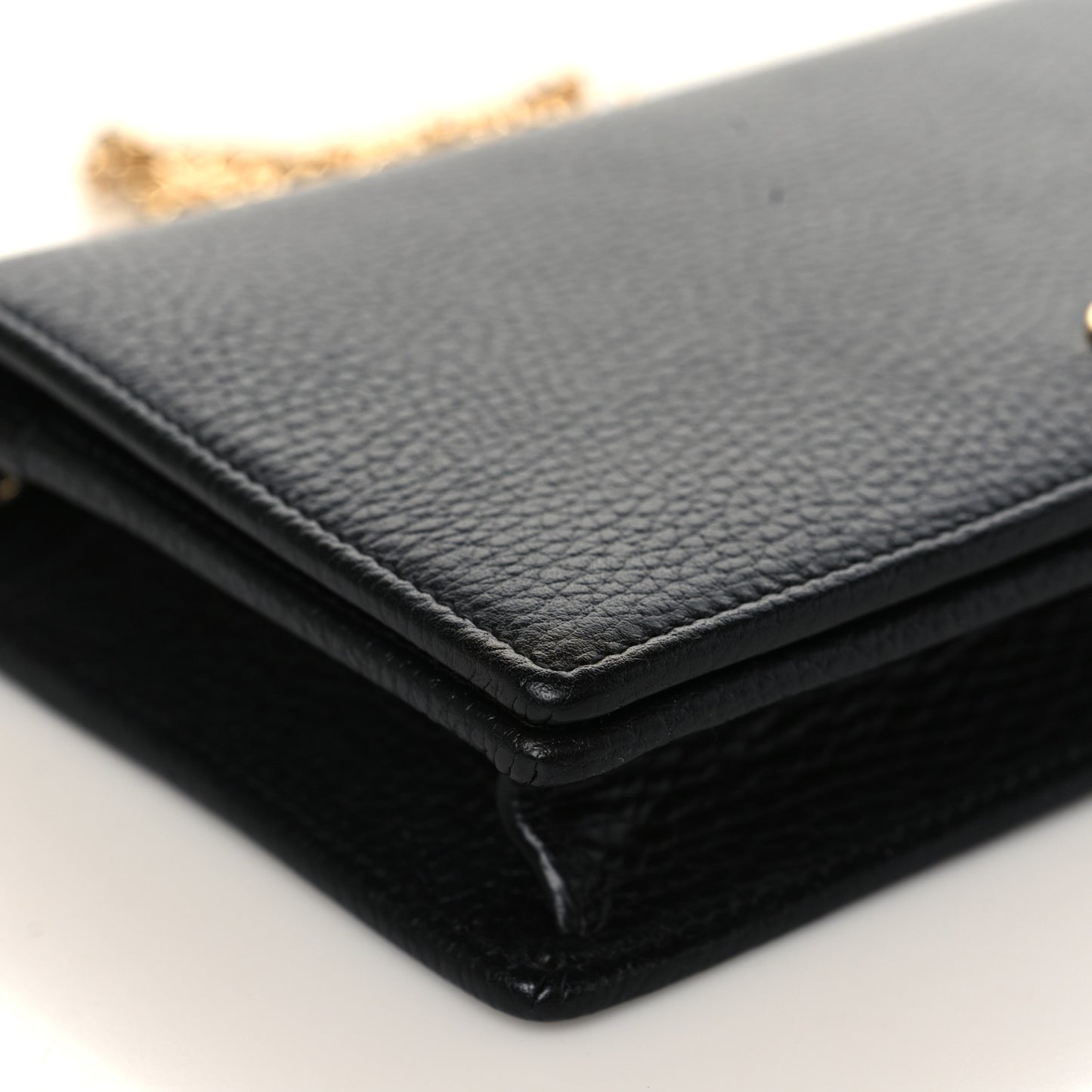 Calfskin Mini GG Marmont Chain Wallet Black