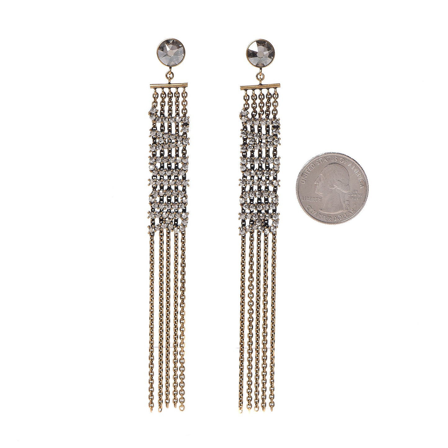 Crystal J'Adior Dangle Chain Earrings Gold