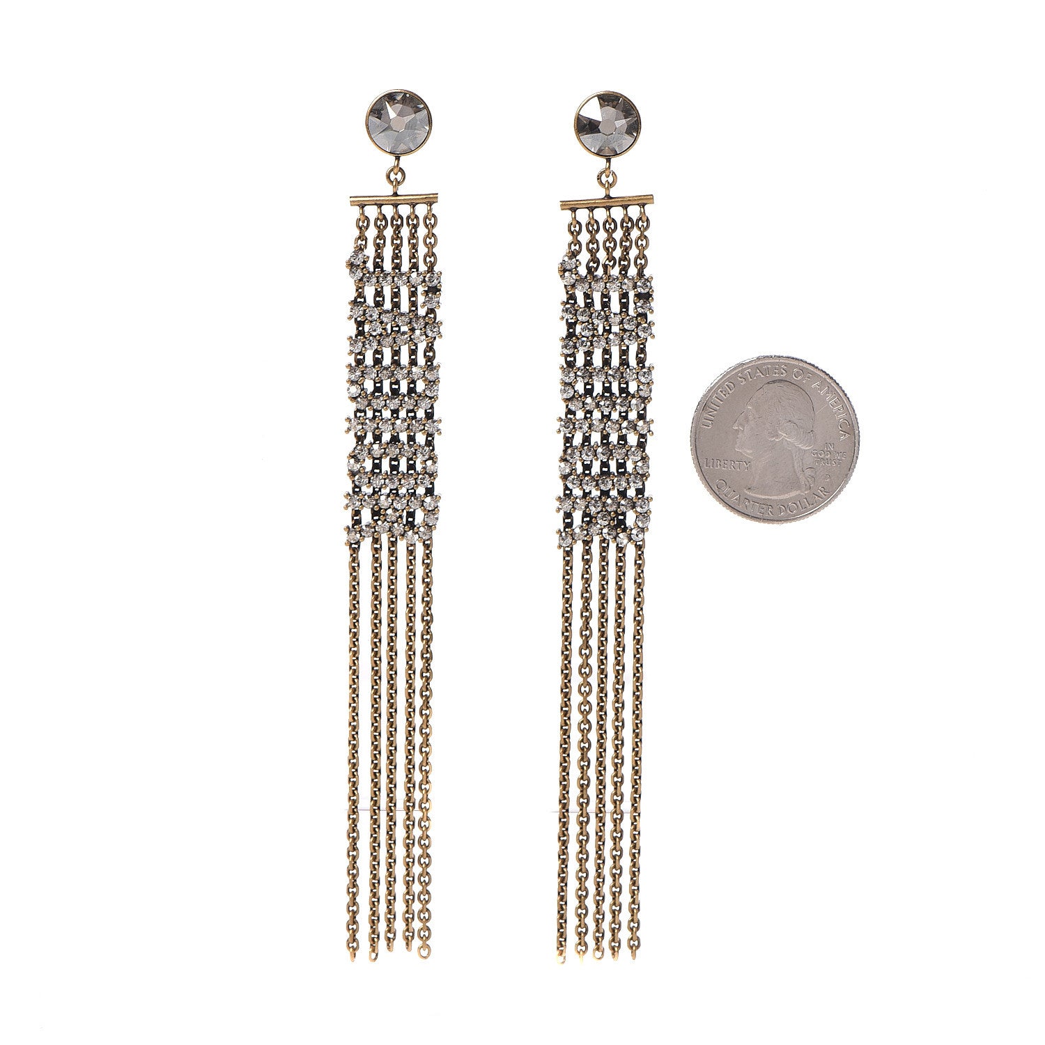 Christian Dior Crystal J'Adior Dangle Chain Earrings Gold 2 of 5