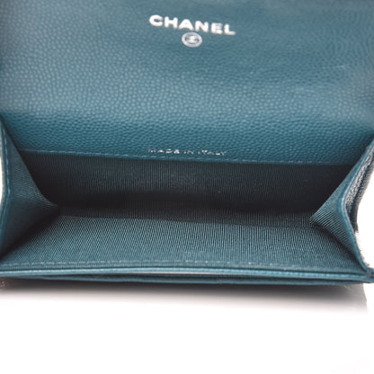 Chanel Caviar Quilted Flap Card Holder Dark Turquoise 5 of 11