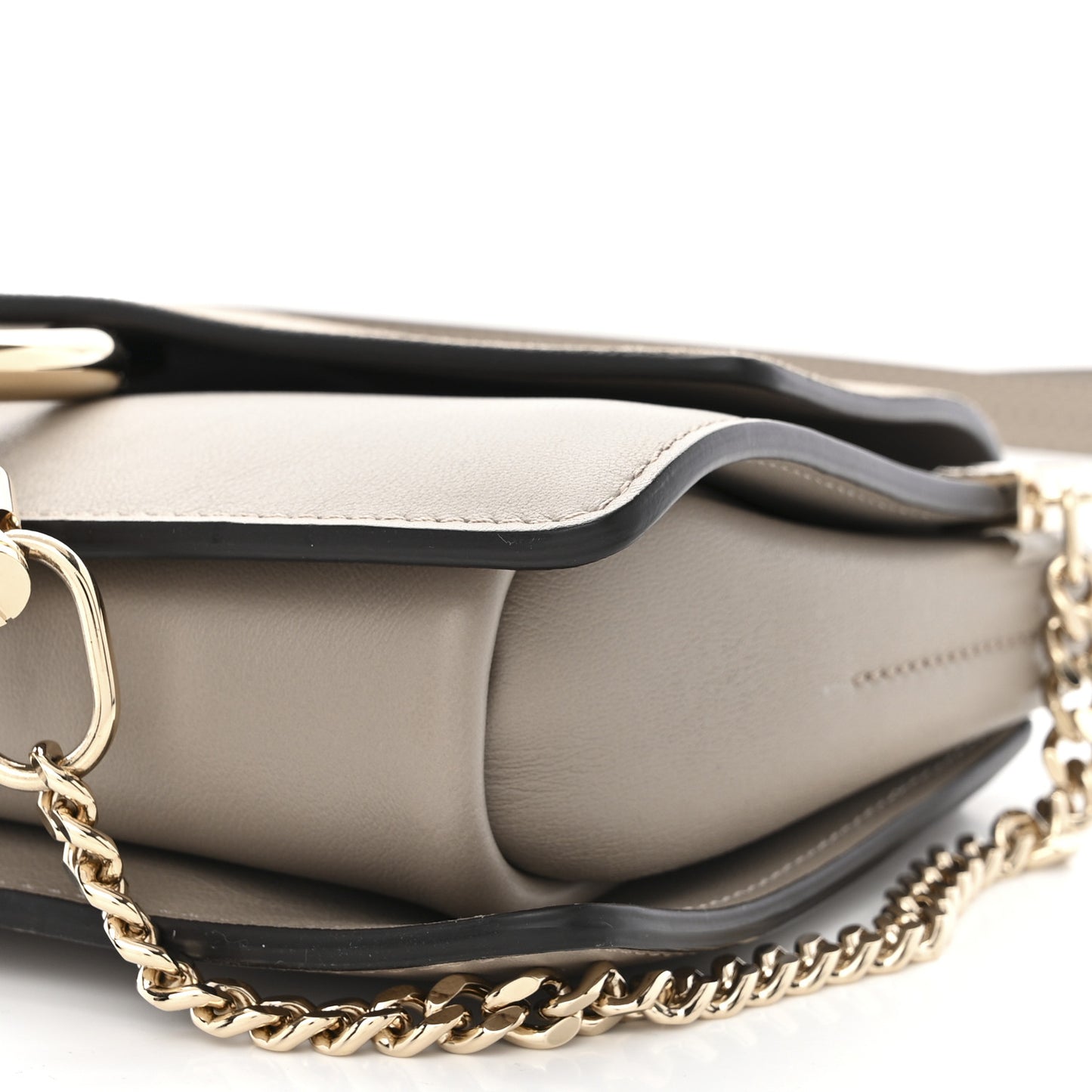 Suede Calfskin Small Faye Shoulder Bag Motty Grey