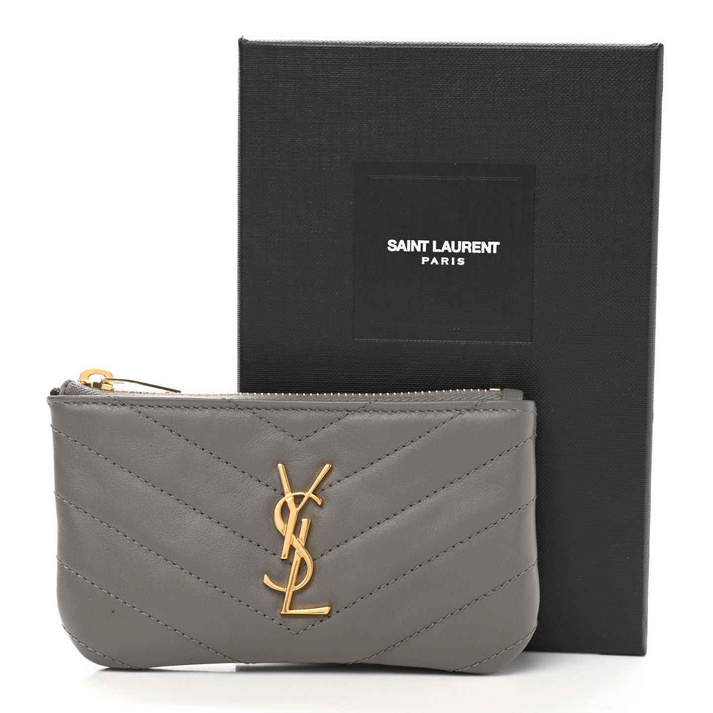Calfskin Matelasse Monogram Key Pouch Fog