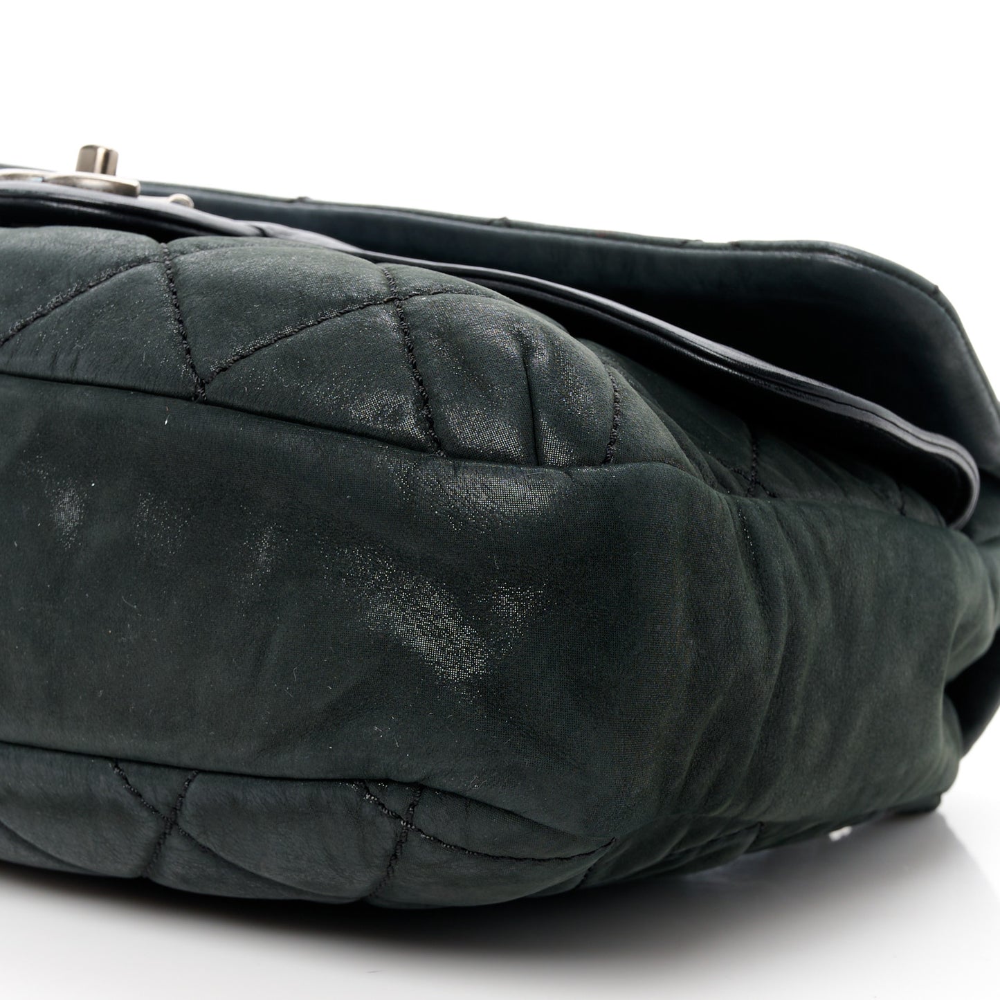 Iridescent Calfskin Jumbo In the Mix Double Flap Black