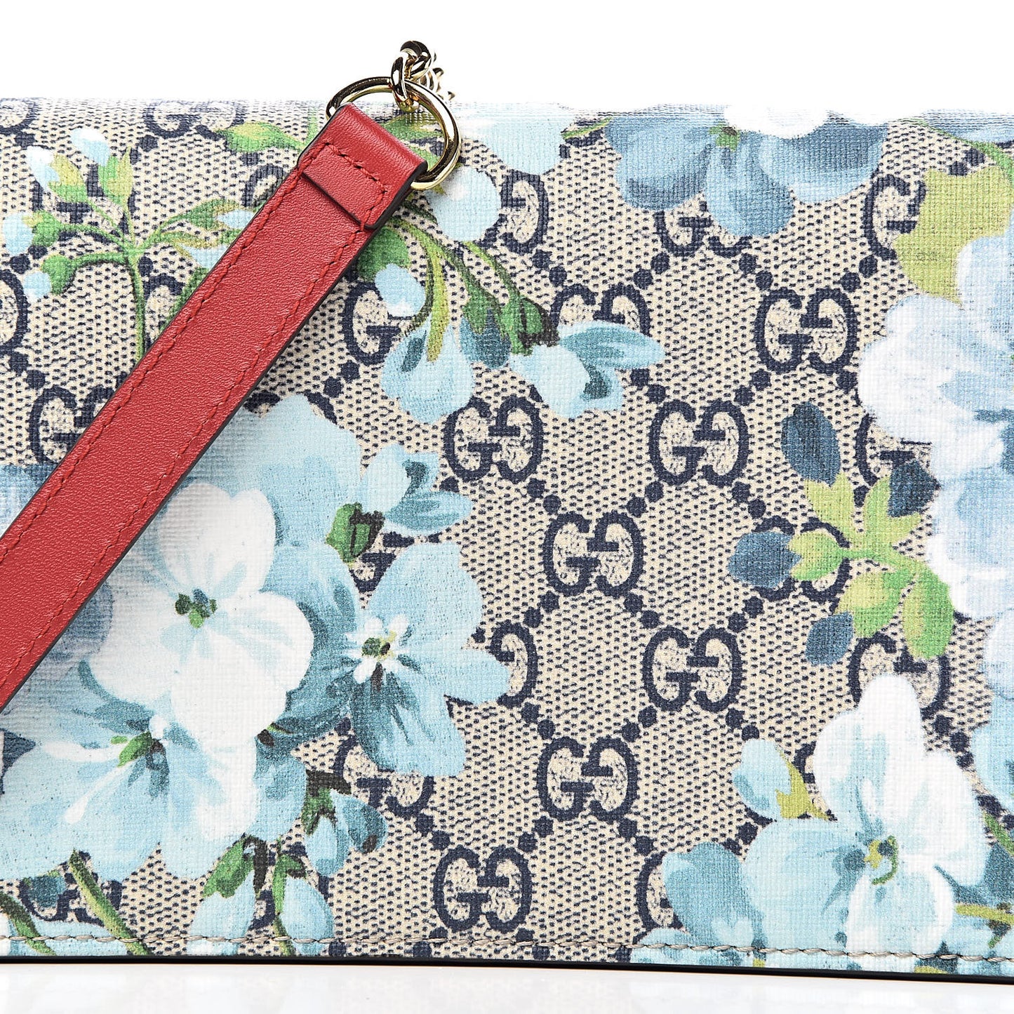 GG Supreme Monogram Blooms Chain Wallet Blue